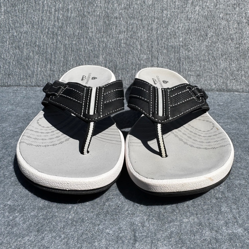 Clark’s Cloudsteppers Breeze Reyna Flip-Flop Sandals Black White Size 8 - Picture 4 of 10